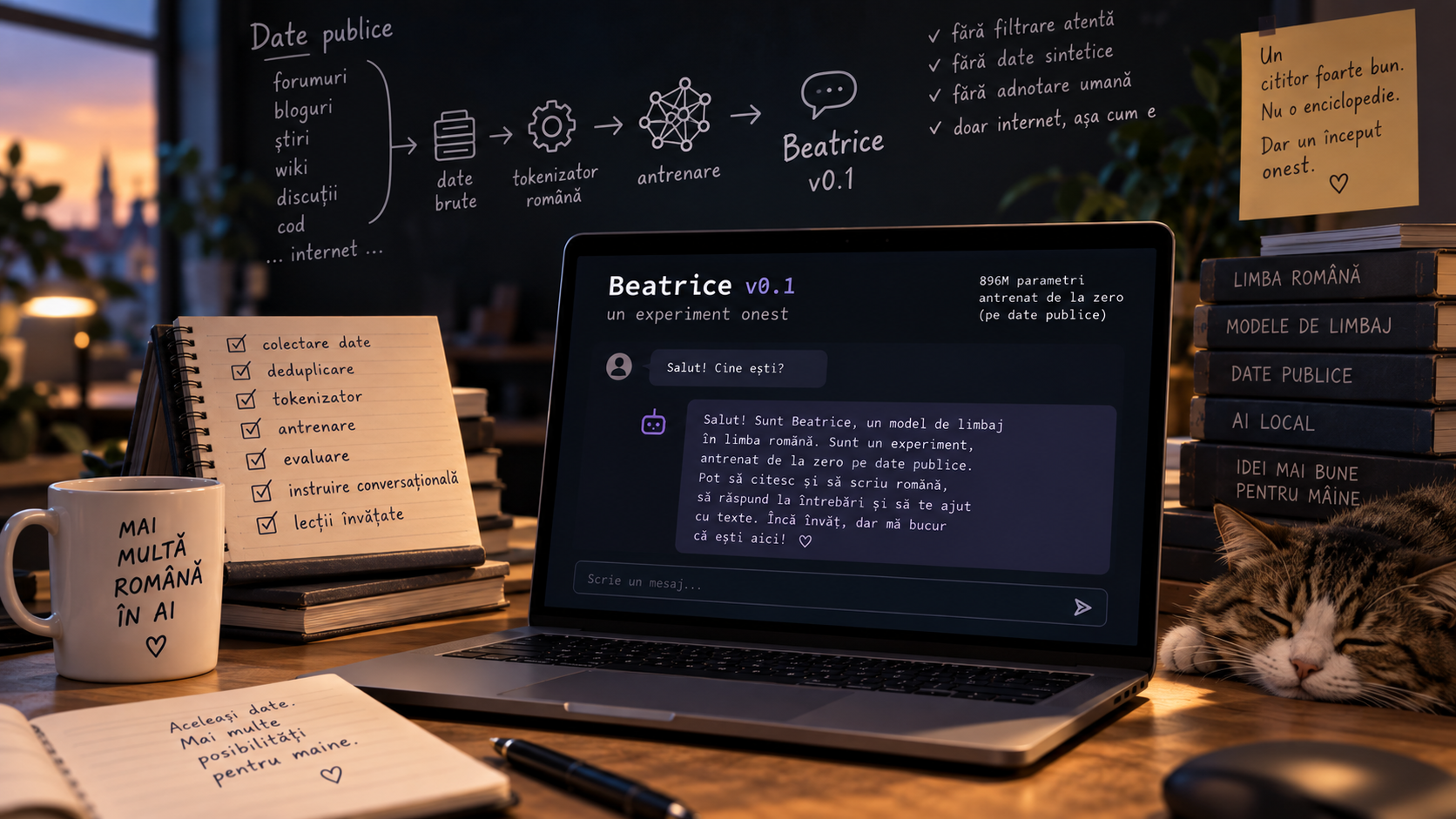 Ce iese dacă antrenezi un LLM românesc pe date brute publice — un experiment onest