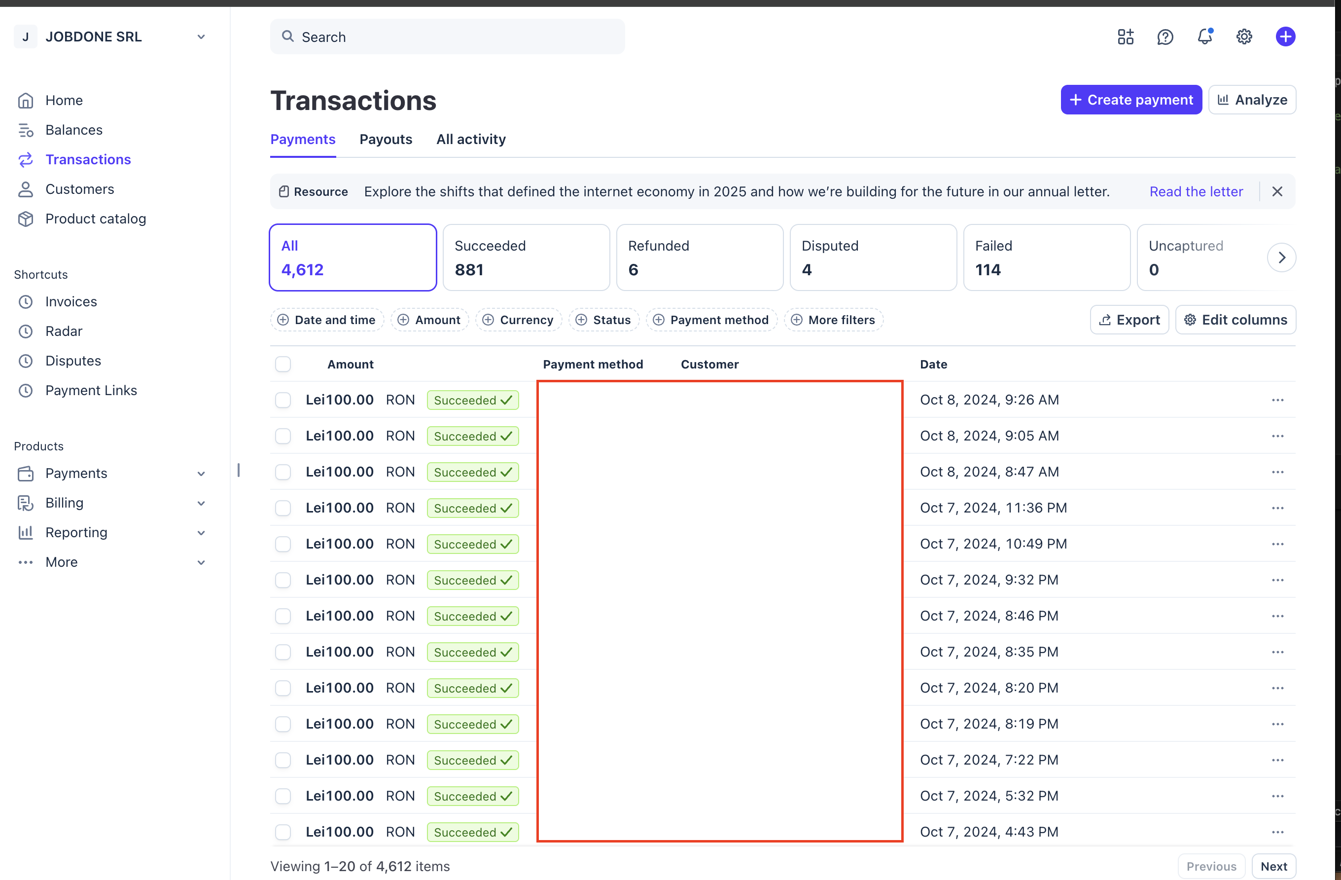 dovada platilor pe stripe